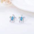 wholesale 925 Sterling Silver Blue Topaz Sea Turtle Stud Earrings-0-1