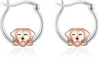 wholesale S925 Sterling Silver Rose Gold Dog Huggie Hoop Earrings for Sensitive Ears-Dog
