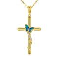 wholesale 14K Gold Butterfly Cross Pendant Necklace 14K Gold  Chain s for Her-0-0