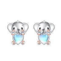 wholesale 925 Sterling Silver Elephant Heart Stud Earrings-elephant