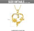 wholesale 14K Gold Lotus Heart Shape Diamond Pendant Necklace for Women 18 Inches-0-2