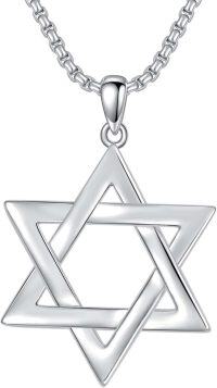 wholesale 925 Sterling Silver Gold Plated Star of David Pendant  - Evil Eye Protection Jewelry for Men Women-White Silver