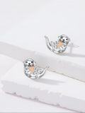 wholesale 925 Sterling Silver Sea Otter Shell Stud Earrings Ocean Beach  for Her-0-4
