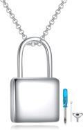 wholesale 925 Sterling Silver Square Lock Cremation Keepsake Pendant Necklace with Funnel and Fill Tool Gift Set for Women/Men/Grandma-0-0