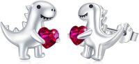 wholesale Sterling Silver Hypoallergenic Dinosaur Stud Earrings for Women-G-July-Ruby