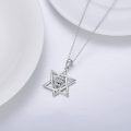wholesale 925 Sterling Silver Star of David with Blue Sapphire Evil Eye Pendant Necklace-0-3