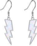 wholesale 925 Sterling Silver White Opal Lightning Bolt Dangle Earrings for Women Girls Minimalist Thunder Drop s Accessories-0-0