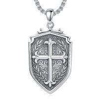 wholesale Cross Necklace 925 Sterling Silver Cross Pendant Christmas Fathers Day Birthday Gifts For Men Gifts For Father Gifts For Dad Brother Husband Son -style_name:A Shield Cross