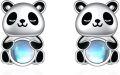 wholesale 925 Sterling Silver Panda Moonstone Stud Earrings for Women Girls Cute Animal  Idea-0-0