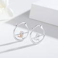 wholesale 925 Sterling Silver Ballet Dancer Huggie Hoop Earrings with Rose Gold Accents-0-3
