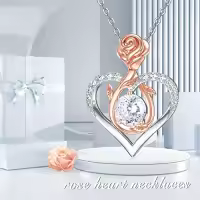 TOUPOP Sterling Silver Birthstone Forever Love Heart Rose Pendant Necklace-color_name:04-Aar-Infinity Rose