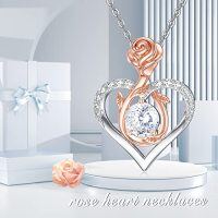 wholesale TOUPOP Jewelry For Women Sterling Silver Forever Love Heart Rose Pendant Necklaces With Birthstone Jewelry Mothers Day Birthday Gifts For Women Her Girls -color_name:04-Aar-Infinity Rose