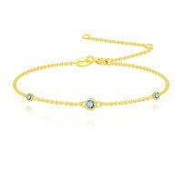 wholesale 14k Gold Amethyst Bracelet Wholesale With Three Purple Gems-03-Aquamarine