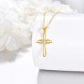 wholesale 14K Gold Heart-Shaped Diamond Cross Necklace for Women - Religious Idea-0-2