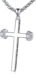wholesale 925 Sterling Silver Dumbbell Cross Pendant Necklace  for Women Men Sport s-0-0