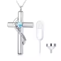 wholesale 925 Sterling Silver White Gold & Birthstone Cross Urn Necklace Wholesale for Ashes – Cremation Jewelry with 925 Sterling Silver, Keepsake Memorial Gift for Women Men-0-0