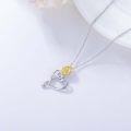 wholesale 925 Sterling Silver Yellow Gold Plated Cubic Zirconia Sunflower Pendant Necklace for Women-0-3