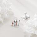 wholesale 925 Sterling Silver Skull and Bone CZ Studs with Red Stones for Women's Jewelry Set-0-4