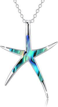 wholesale 925 Sterling Silver Starfish Necklace with Opal Pendant Hawaiian Beach Ocean Jewelry for Women Girlfriend-silver