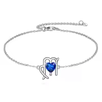wholesale 925 Sterling Silver Aquarius Zodiac Heart Charm Bracelet s for Women-Virgo