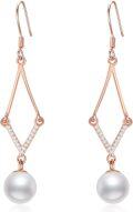 wholesale Rose Gold Cubic Zirconia Cut 925 Sterling Silver Celtic Knot Drop Dangle Pearl Earrings Leverback (Silver)-0-0