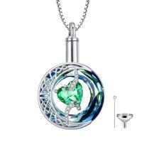 wholesale TOUPOP Moon And Star Urn Necklaces For Ashes Birthstone Cremation Jewelry 925 Sterling Silver Crystal Memorial Keepsake Funeral Jewelry For Women Wife Mom Mothers Day Gifts (with Funnel Filler) -color_name:05-May-Emerald