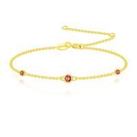 wholesale 14k Gold Amethyst Bracelet Wholesale With Three Purple Gems-01-Garnet