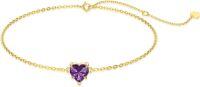 wholesale 14K Gold Created Birthstone Heart Cut 7mm Bracelet for Women 6 5 +2 -Amethyst