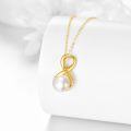 wholesale 14K Gold Freshwater Pearl CZ Infinity Pendant Necklace-0-1