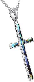wholesale Cross Necklace 925 Sterling Silver Philippians 4:13 Cross Pendant I Can Do All The Things Inspirational Bible Verse Jewelry Gifts For Women -0-0