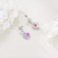 wholesale 925 Sterling Silver Pink Heart CZ Dangle Earrings for Women-0-3