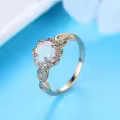 TOUPOP Yellow Gold 925 Sterling Silver Opal Moissanite Diamond Infinity Ring-0-2