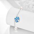 wholesale 925 Sterling Silver Blue Opal Shell Pearl Anklet Jewelry for Women Girls Beach Ocean Sea Summer Gift 7 Adjustable Chain Length-0-3