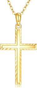 wholesale 14K Gold Simple Cross Pendant Necklace for Women - Elegant Religious-0-0