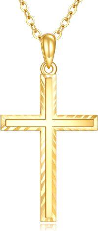 wholesale 14K Gold Simple Cross Pendant Necklace for Women - Elegant Religious-Cross A