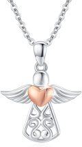 wholesale 925 Sterling Silver Heart Angel Wing Pendant & Chain Jewelry Set for Women Gifts-0-0
