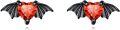 wholesale 925 Sterling Silver Heart-Shaped Winged Red Crystal Stud Earrings with Black Wings-0-0
