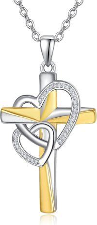 wholesale 925 Sterling Silver Heart and Cross Pendant Necklace for Women-Origami Cross
