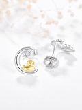 wholesale 925 Sterling Silver Hypoallergenic Dog on the Moon Stud Earrings for Women-0-1