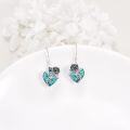 wholesale Sterling Silver Rose Birthstone Heart Dangle Drop Earrings for Women-0-1