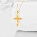 wholesale 14K Gold Hollow Out Cross Pendant Necklace with Chain for Women and Girls  - Length: Adjustable from 39cm to 72cm-0-3