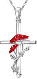 wholesale Sunflower/mushroom/lotus Cross Necklace For Women Cross Necklace 925 Sterling Silver Flower Pendant For Women Mom Wife Gifts For Women -0-0