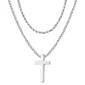 wholesale 925 Sterling Silver Layered Cross Pendant on Cuban Chain Necklaces for Men-0-0