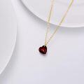 wholesale 14K Yellow Gold Natural Garnet Heart Pendant Necklace 6mm 8mm-0-2