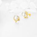 wholesale 14K Gold CZ Pearl Heart Stud Earrings for Women Mother's Day Gifts-0-2