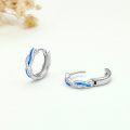 wholesale 925 Sterling Silver Blue Fire Opal & CZ Wave Design Hoop Earrings for Women-0-3