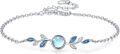 wholesale 925 Sterling Silver Blue Moonstone Leaf Design Charm Bracelet for Women's Gifts-0-0