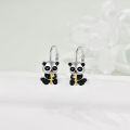 wholesale 925 Sterling Silver Cartoon Panda Bamboo Leverback Earrings for Women Girls Gifts 4cm Long-0-2