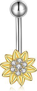 wholesale 925 Sterling Silver Daisy Sunflower Belly Button Ring Evil Eyes Navel Rings for Women Body Piercing Jewelry-0-0