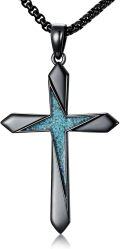wholesale 925 Sterling Silver Turquoise Inlay Celtic Cross Pendant Necklace for Men & Women - Christian Religious s-0-0